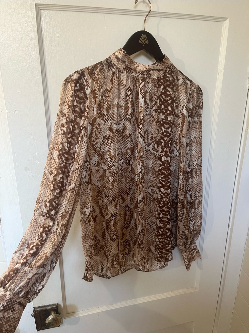 H&M Snakeskin Print Mock Neck Blouse - Size 8 - EUC